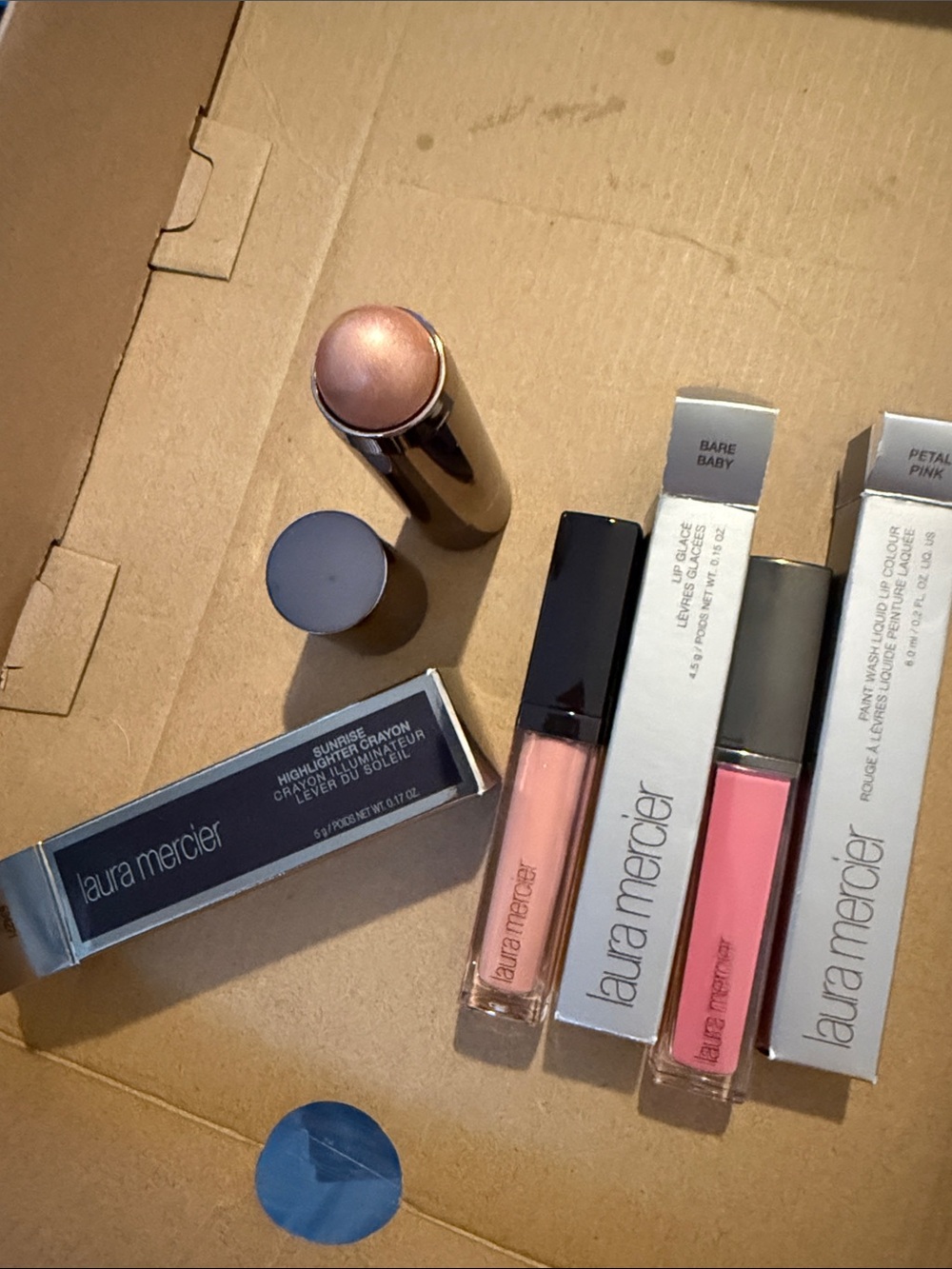 laura mercier Pink and Peach Lip Gloss Duo with Champagne Highlighter Stick